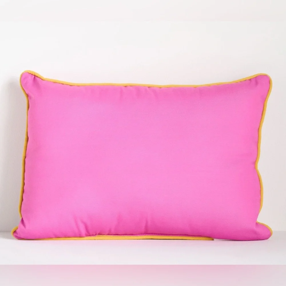 Anthropologie Kenia Embroidered Floral Indoor/Outdoor Pillow,Pink, NWT - Picture 2 of 3